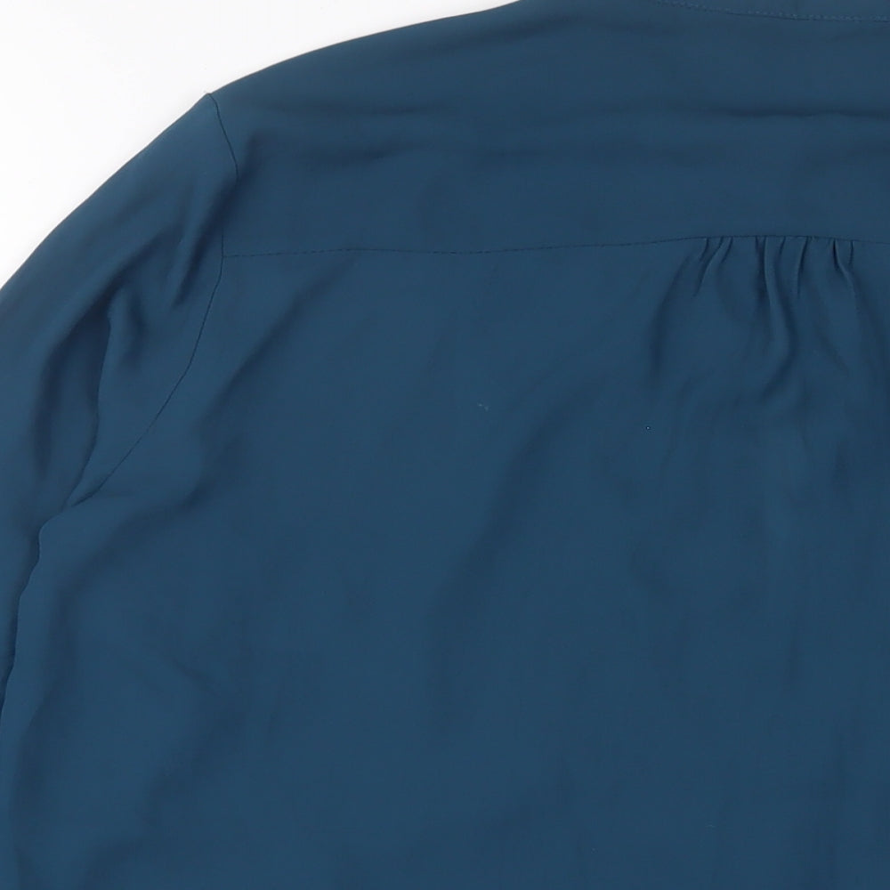 Select Womens Blue Polyester Basic Button-Up Size 14 Crew Neck