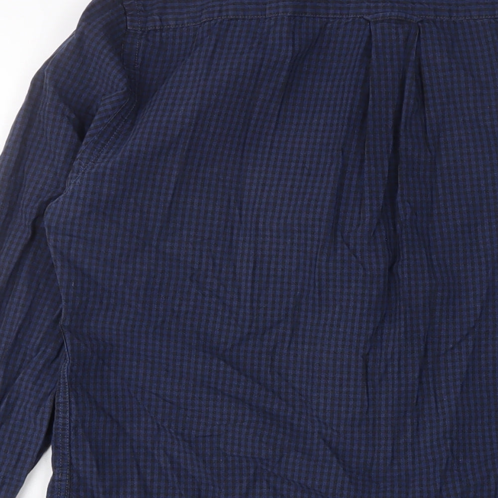 Next Mens Blue Cotton Button-Up Size S Collared Button