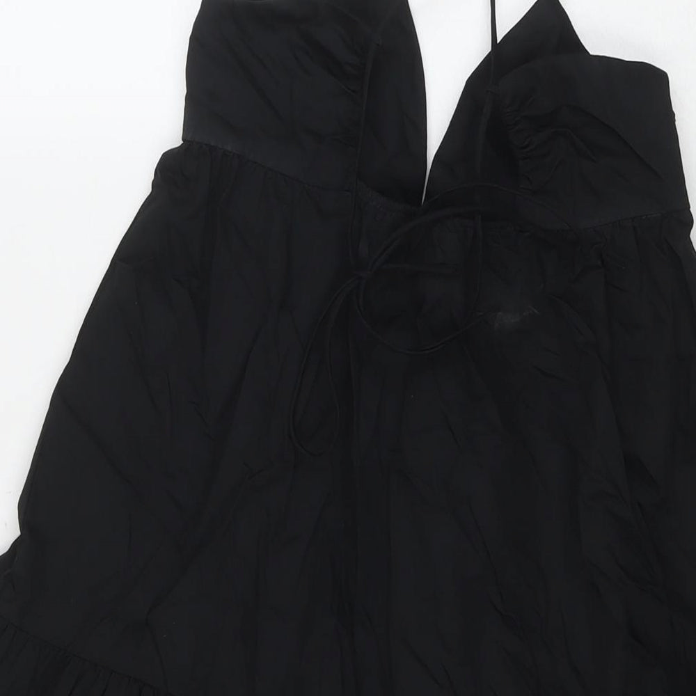 Zara Womens Black Cotton Tank Dress Size XS V-Neck Pullover