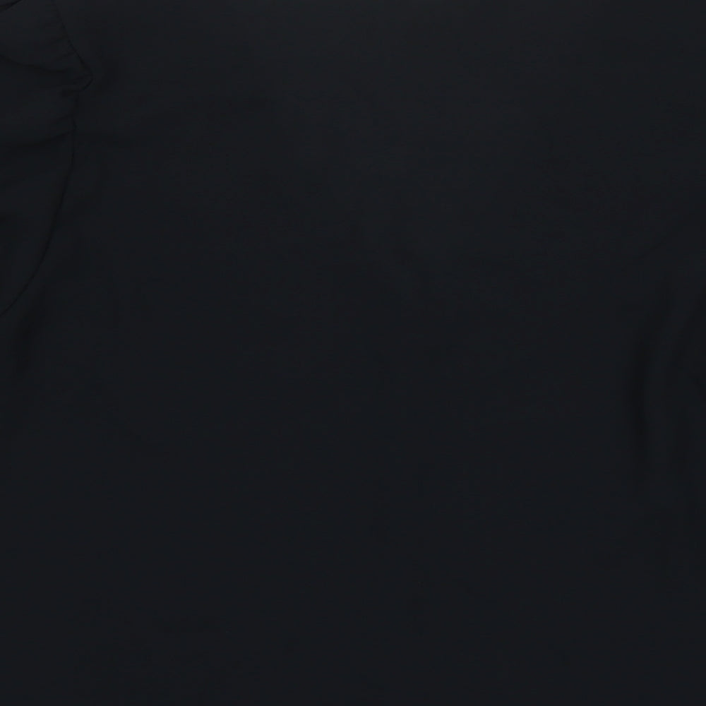 Marks & Spencer Womens Black Polyester Basic Blouse Size 12 V-Neck