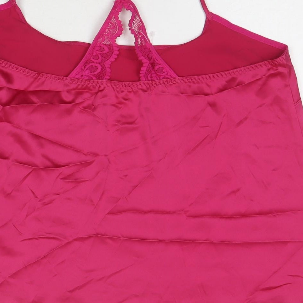 Marks & Spencer Womens Pink Solid Polyester Top Pyjama Top Size M