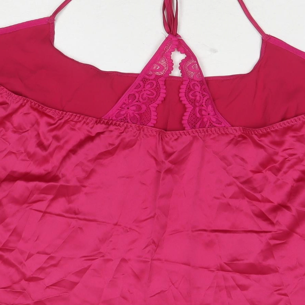Marks & Spencer Womens Pink Solid Polyester Top Pyjama Top Size L