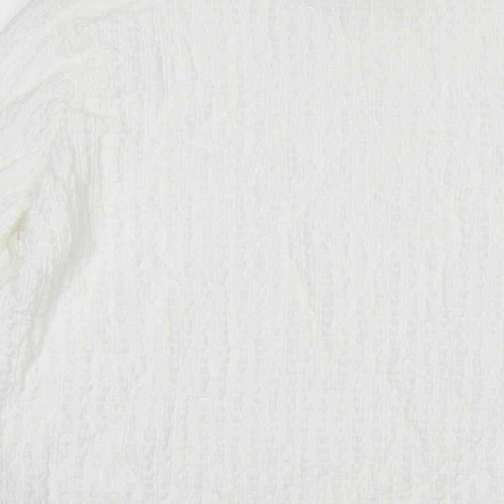 Marks & Spencer Womens White Patent Leather Basic Blouse Size 12 Round Neck