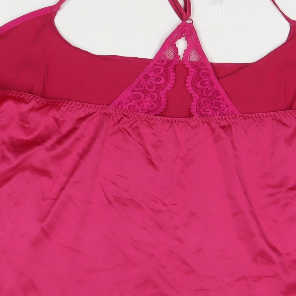 Marks & Spencer Womens Pink Solid Polyester Top Pyjama Top Size L