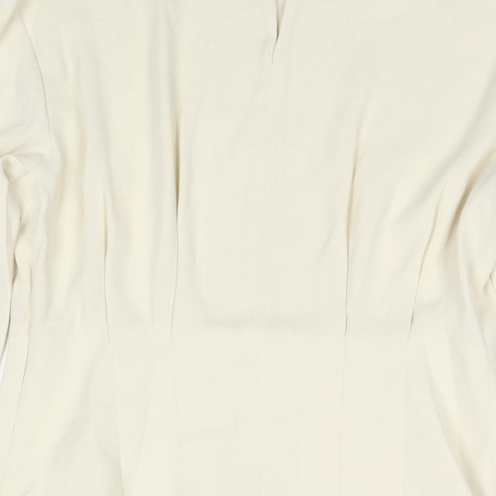 Marks & Spencer Womens Ivory Polyester Basic Blouse Size 10 Round Neck