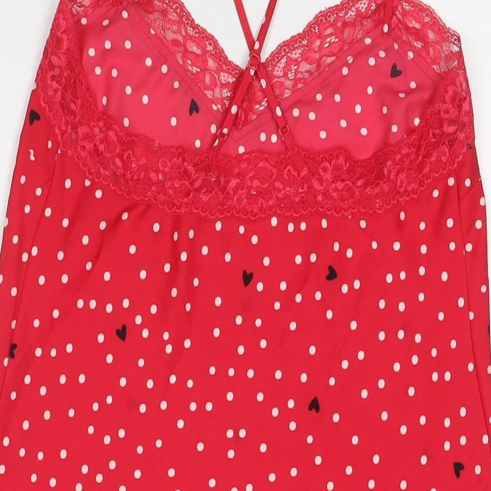 Marks & Spencer Womens Red Polka Dot Polyester Babydoll Dress Size 10 - Hearts