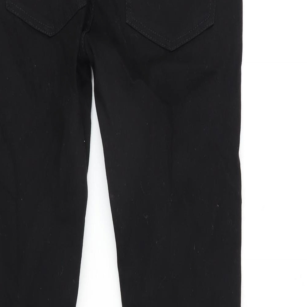 Next Girls Black Cotton Tapered Jeans Size 11 Years L24 in Regular Zip