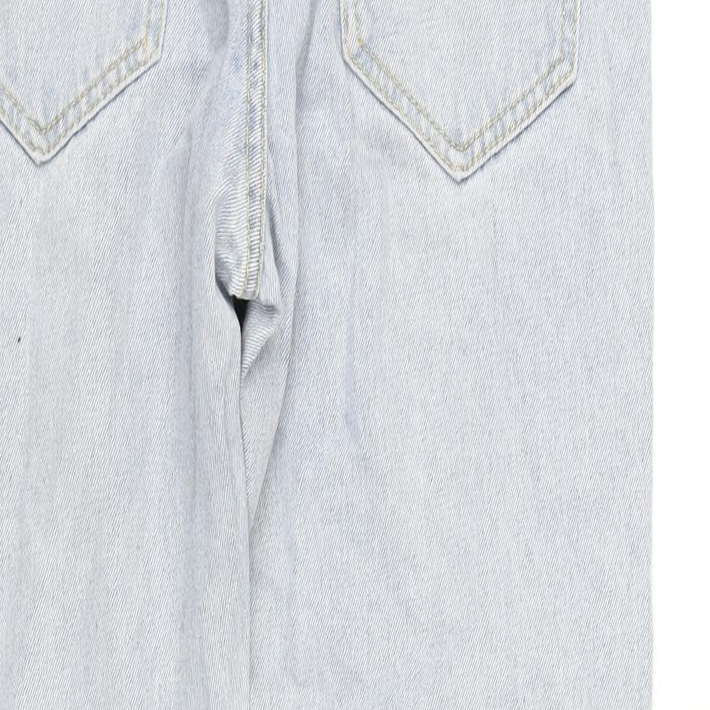 boohooMAN Mens Blue Cotton Straight Jeans Size 30 in L28 in Regular Zip - Raw Hem