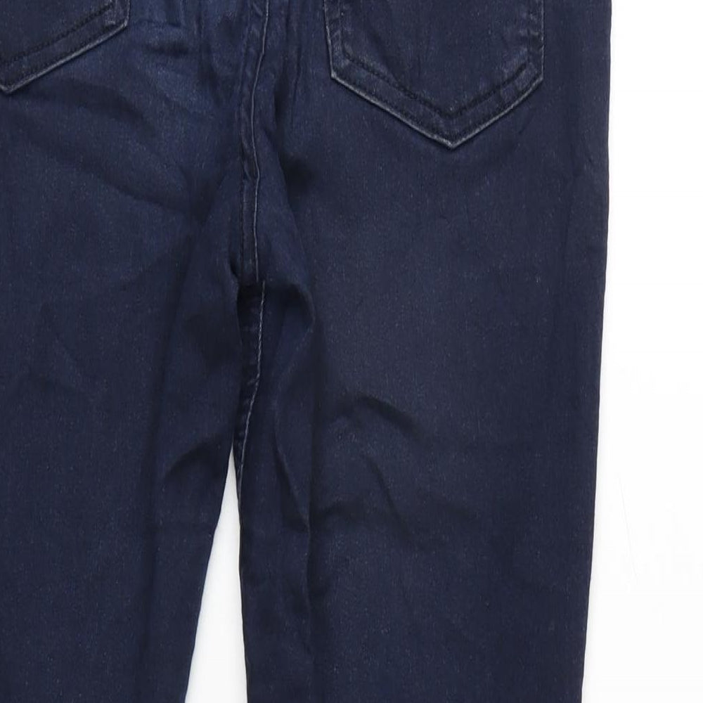 Marks & Spencer Womens Blue Cotton Blend Straight Jeans Size 12 L26 in Regular Zip