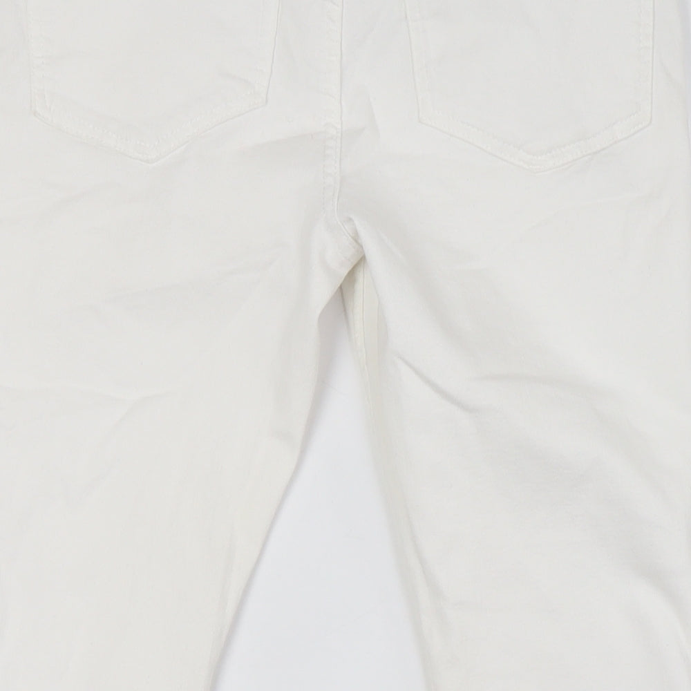 Marks & Spencer Womens White Cotton Skinny Jeans Size 12 L26 in Regular Button