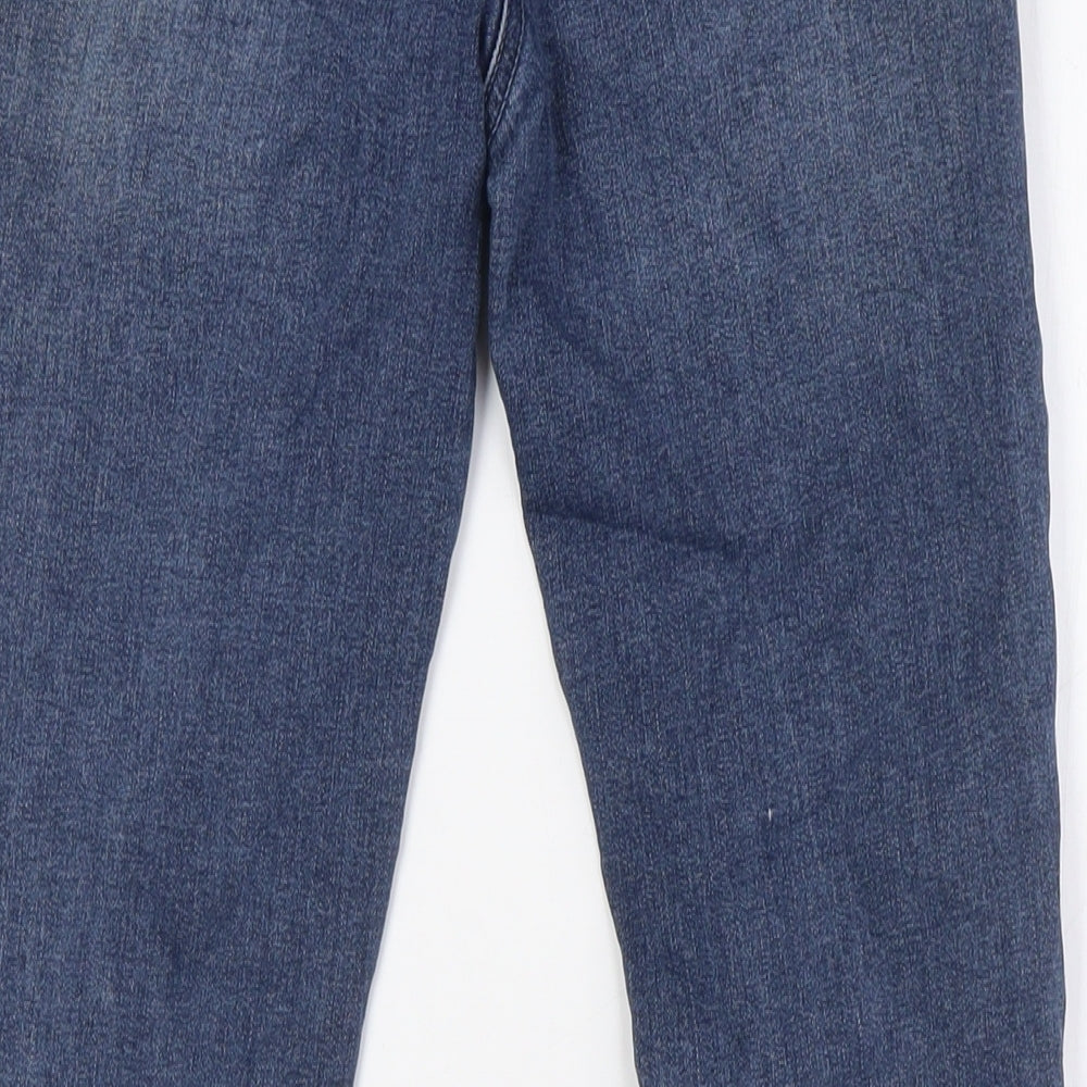 Papaya Womens Blue Cotton Skinny Jeans Size 8 L29 in Regular Button - Raw Hem