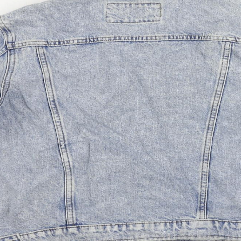 Marks & Spencer Womens Blue Jacket Size 10 Button - Distressed
