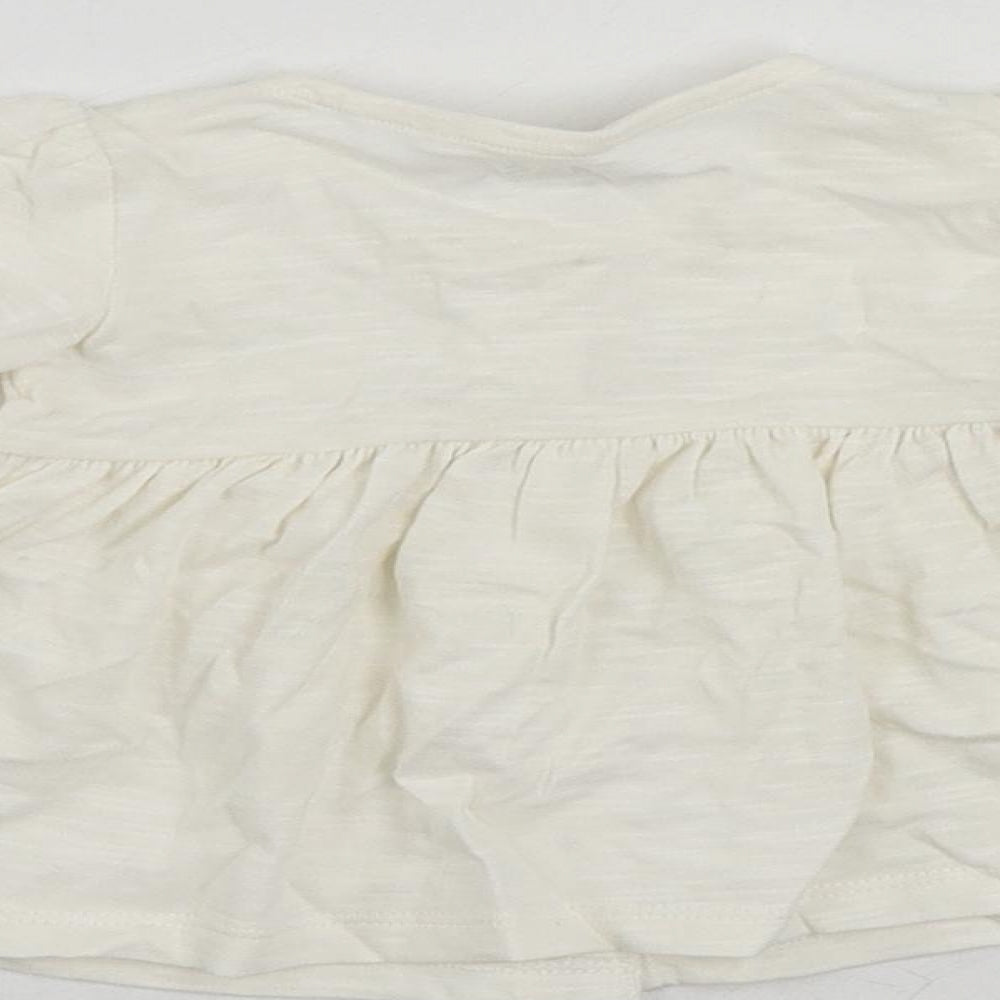 Marks & Spencer Baby Ivory Cotton Basic Button-Up Size 0-3 Months Round Neck Button