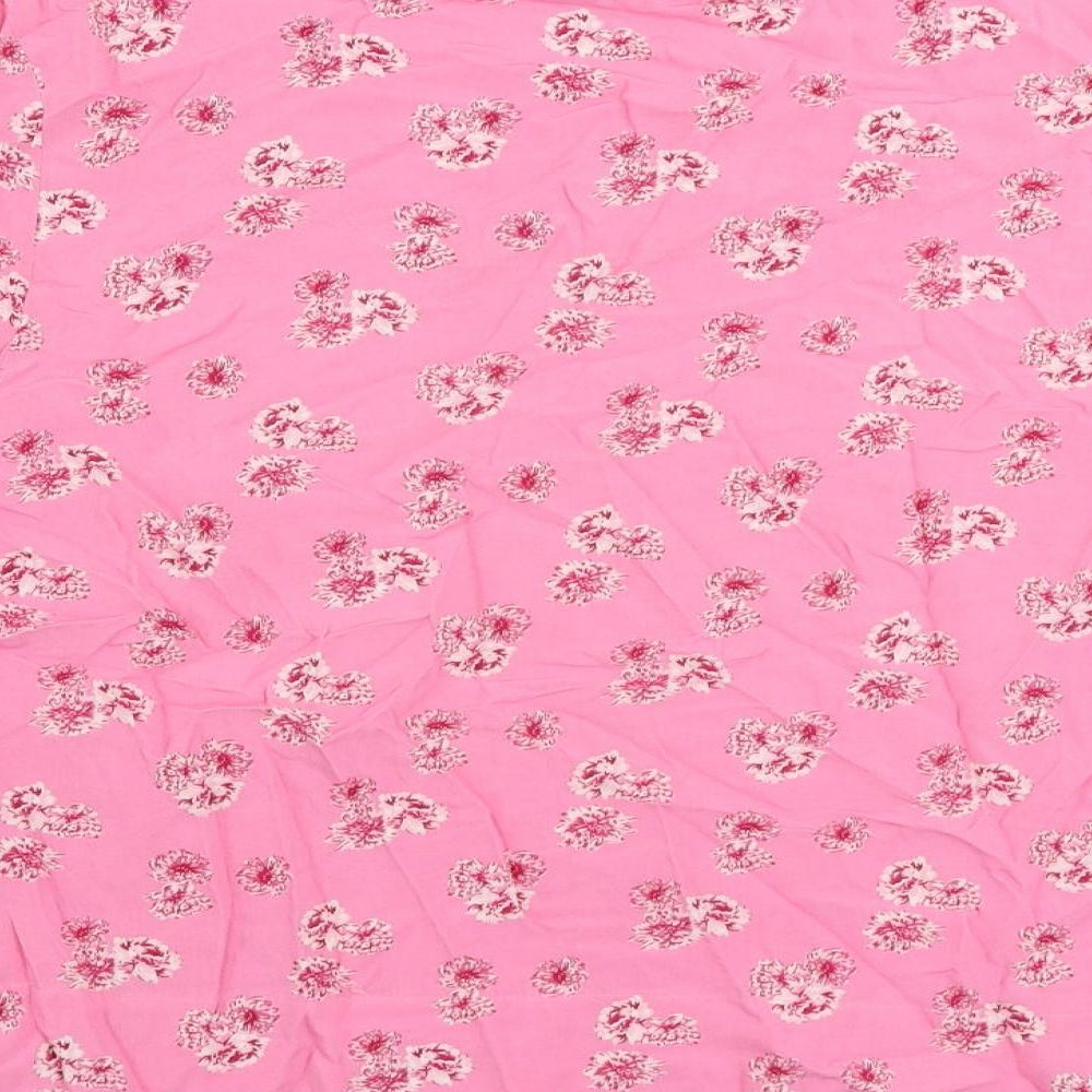 Marks & Spencer Womens Pink Floral Viscose Basic Blouse Size 12 Boat Neck