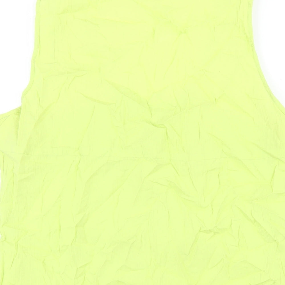 And Womens Green Cotton Basic Tank Size 14 Scoop Neck