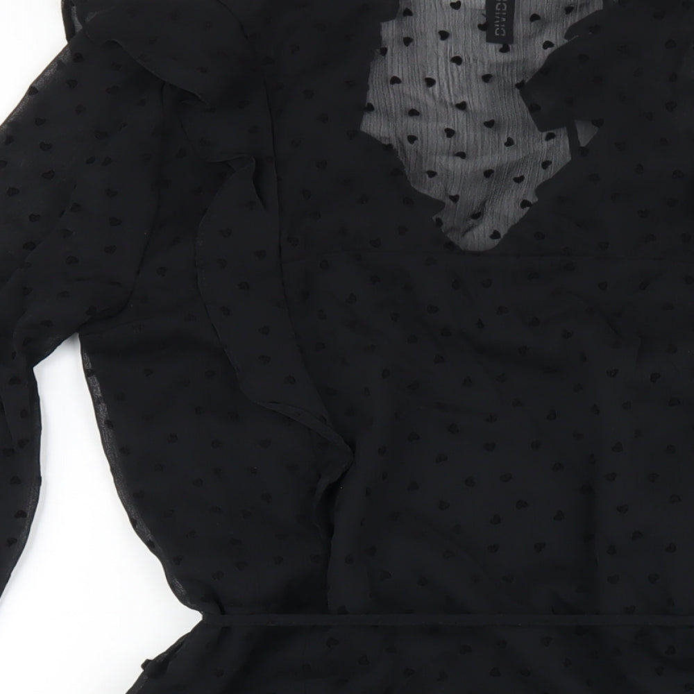 H&M Womens Black Polyester A-Line Size 6 V-Neck Pullover