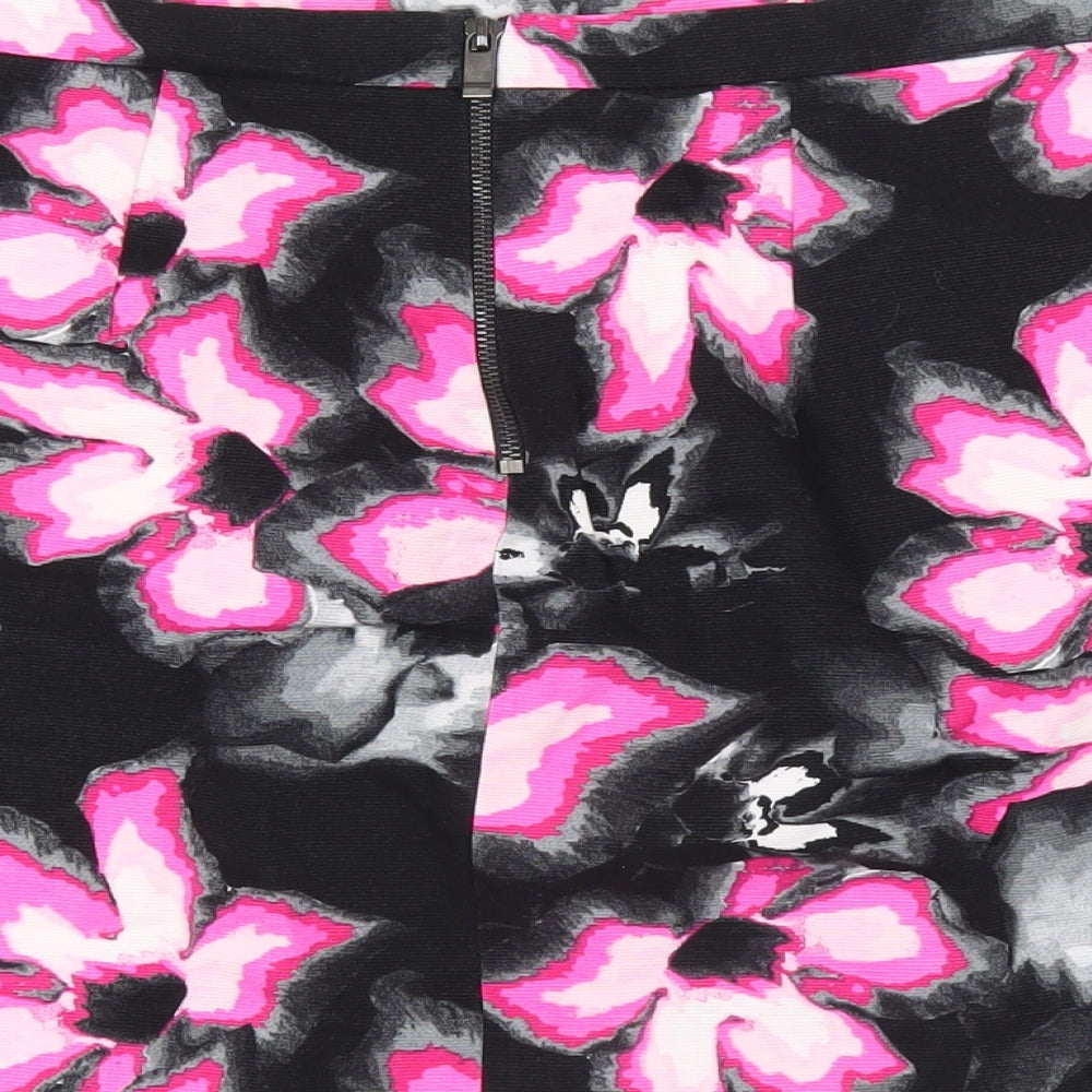 River Island Womens Multicoloured Floral Cotton A-Line Skirt Size 16 Zip