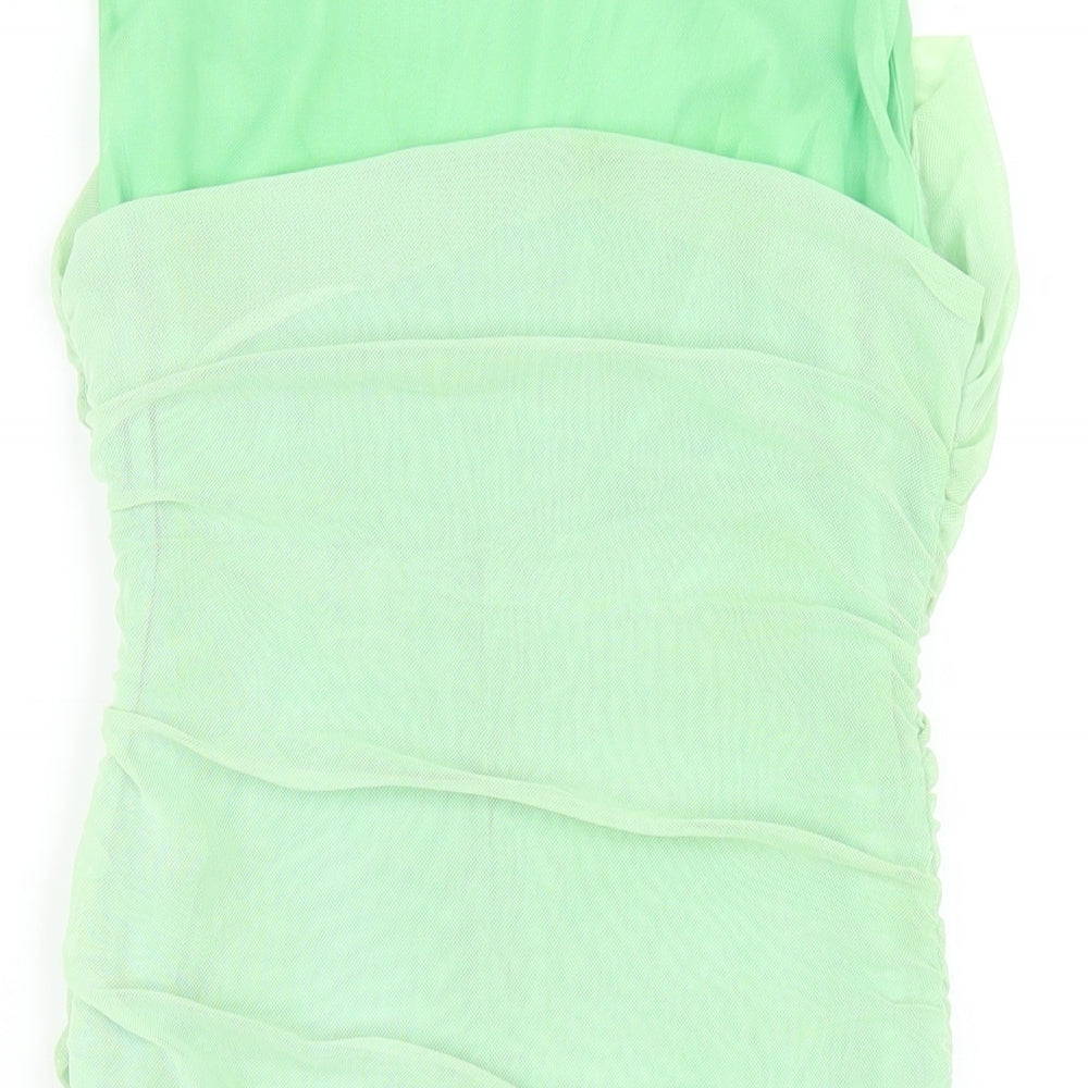 Zara Womens Green Polyester Bodycon Size XL Round Neck Pullover