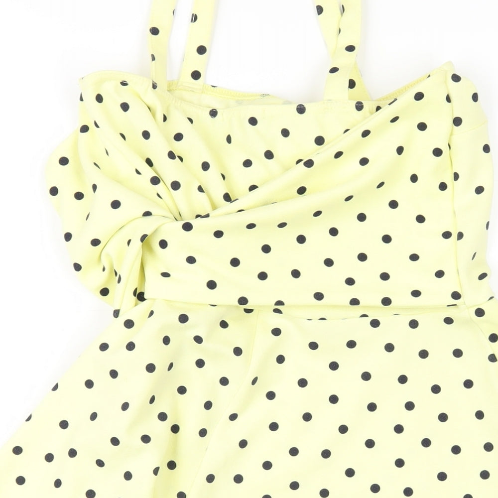 Boohoo Womens Yellow Polka Dot Polyester A-Line Size 8 Sweetheart Pullover