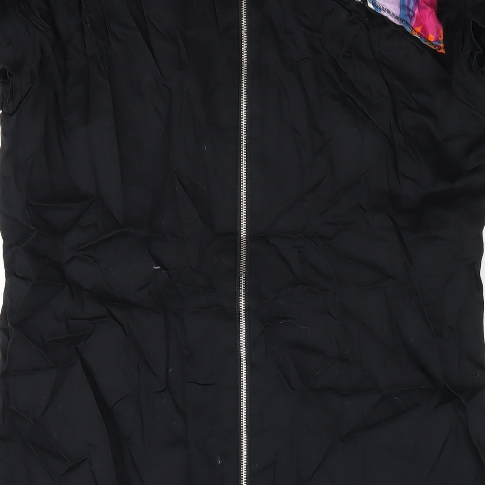 ESCADA Womens Multicoloured Geometric Cotton A-Line Size 12 Round Neck Zip