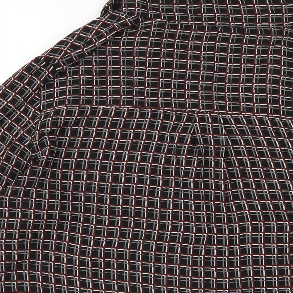 NEXT Womens Black Geometric Polyester Basic Button-Up Size 14 Collared