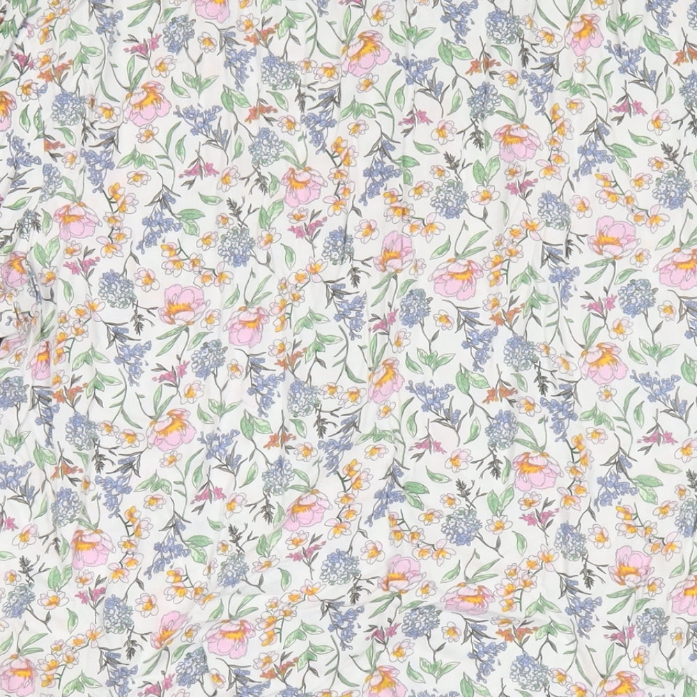 H&M Womens Multicoloured Floral Viscose A-Line Size 12 Round Neck Button