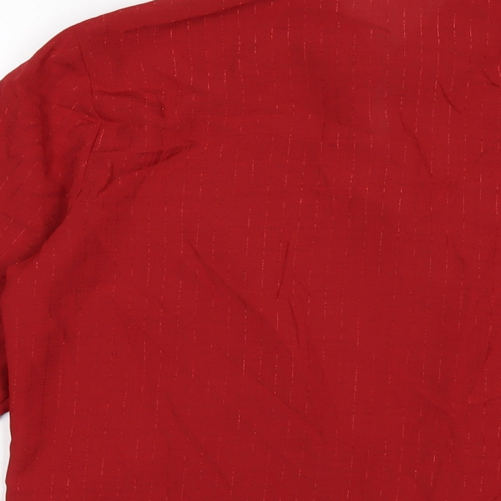 Marks & Spencer Womens Red Polyester Basic Button-Up Size 12 Collared