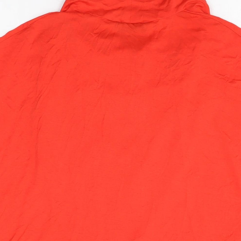 LANIDOR Womens Red Lyocell Basic T-Shirt Size M Round Neck