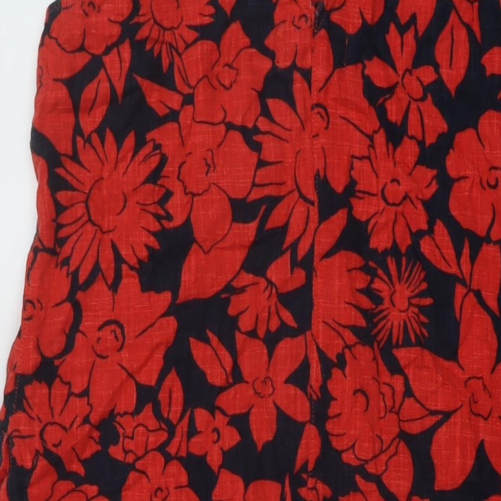 NEXT Womens Red Geometric Linen Tank Dress Size 10 V-Neck Pullover