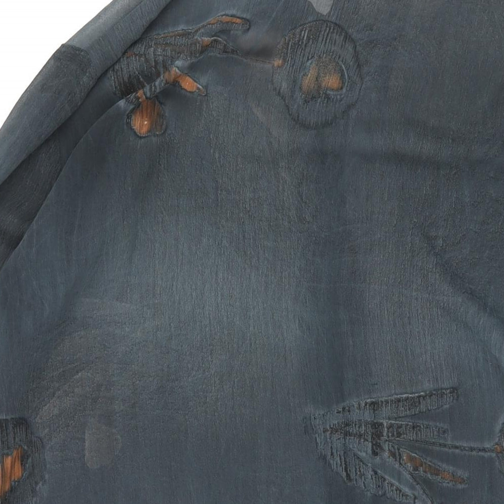 Wallis Womens Blue Geometric Polyester Tunic Button-Up Size 14 Collared - Semi Sheer