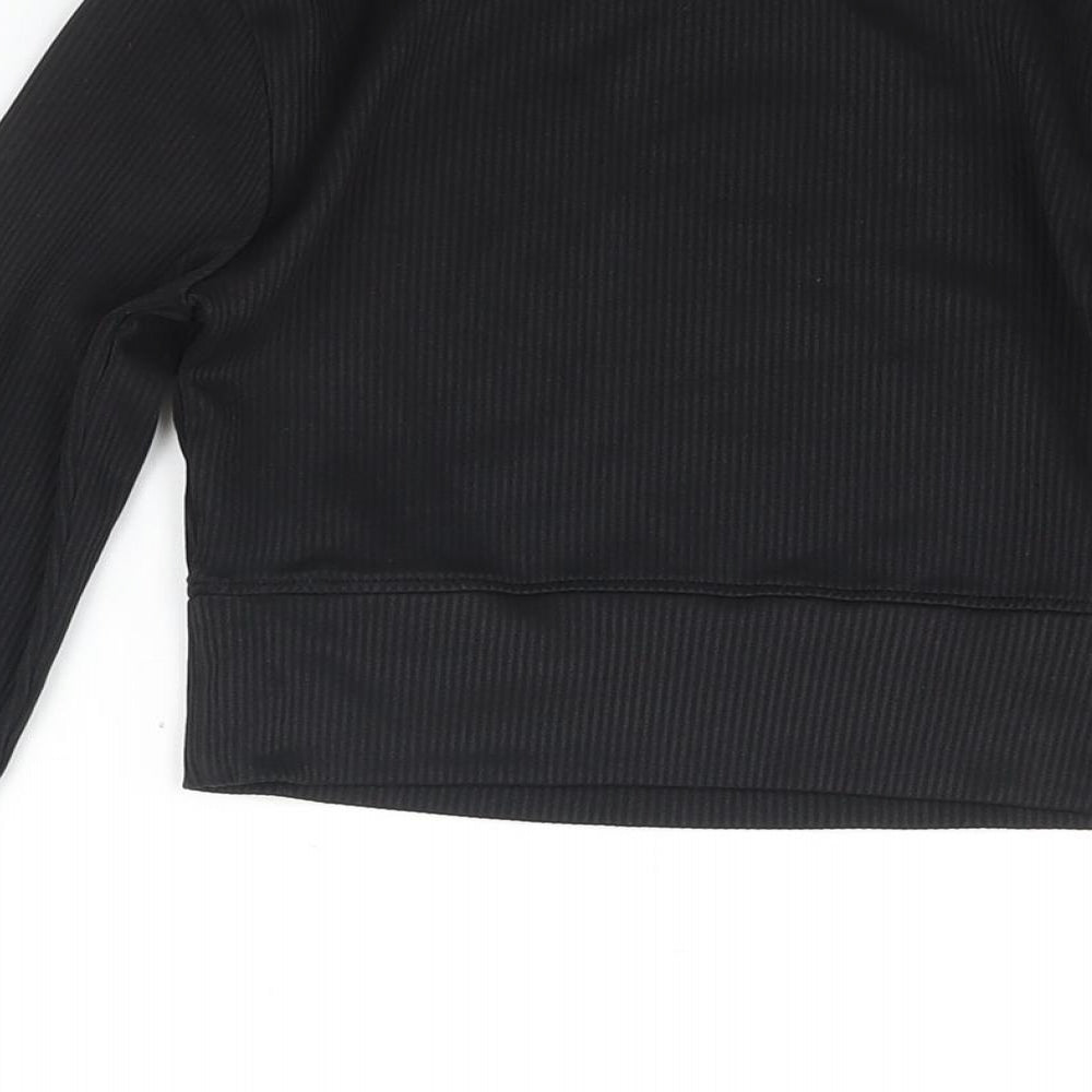 Divided by H&M Womens Black Polyester Cropped Blouse Size S Round Neck - Ribbed