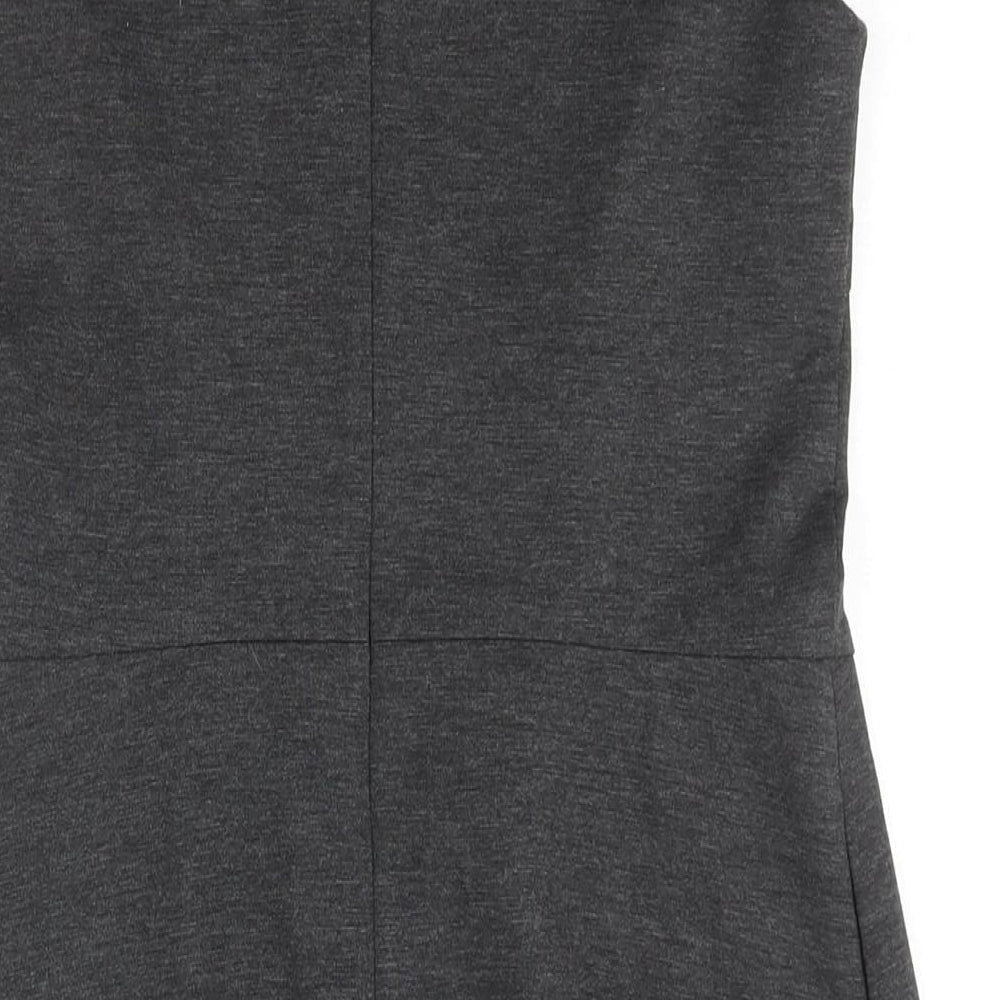 Uniqlo Womens Grey Polyester A-Line Size S Round Neck Zip - Closed Vent