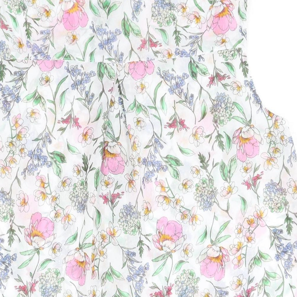 H&M Womens Multicoloured Floral Polyester Camisole Blouse Size 8 Collared - Semi Sheer