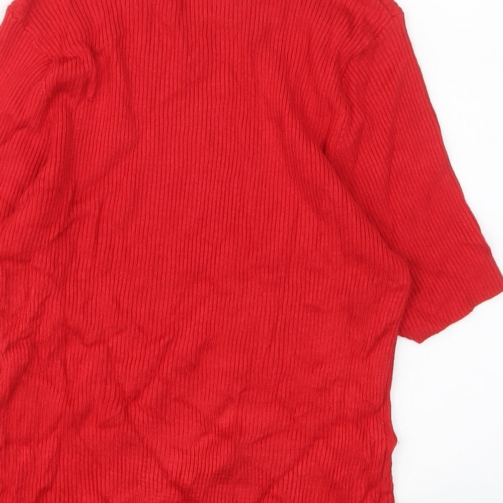 Marks & Spencer Womens Red Crew Neck Viscose Pullover Jumper Size 12