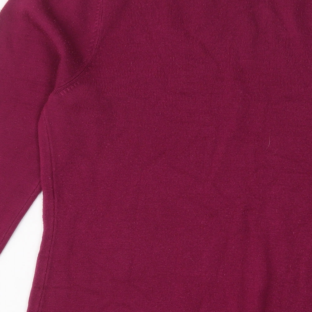 Dorothy Perkins Womens Purple V-Neck Acrylic Pullover Jumper Size 14