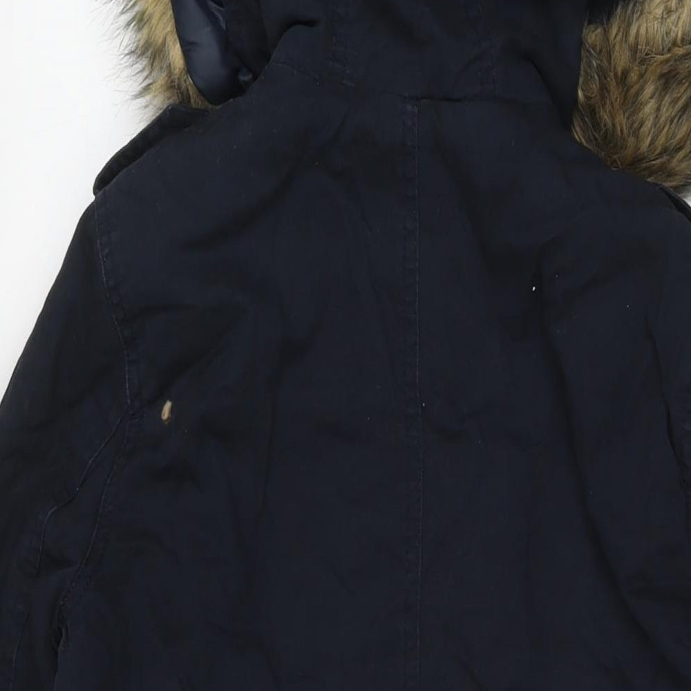 New Look Womens Blue Parka Jacket Size 6 Zip