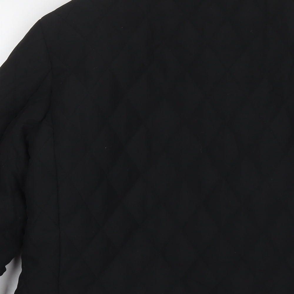 David Barry Womens Black Quilted Jacket Size 10 Snap