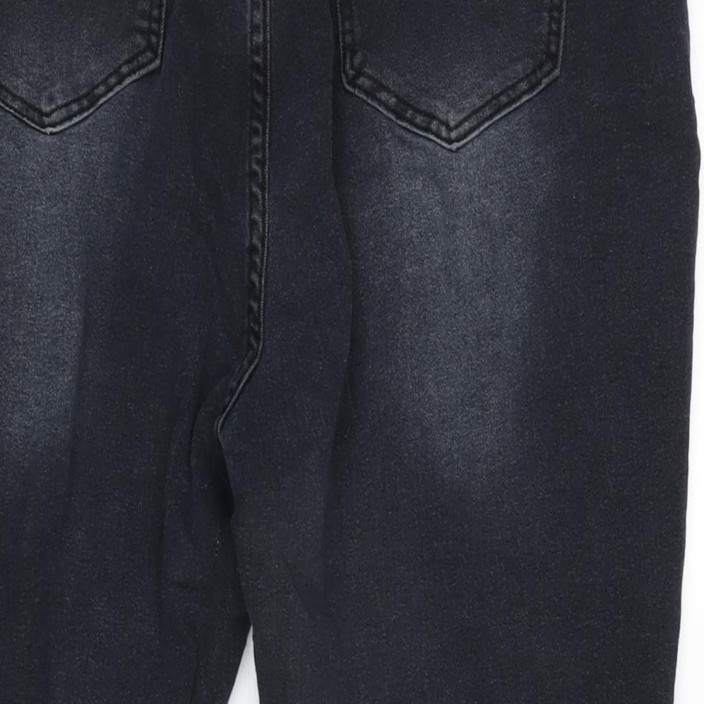 SheIn Womens Grey Cotton Blend Straight Jeans Size 38 in L24 in Regular Zip