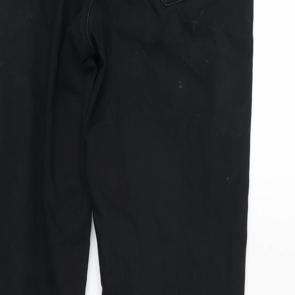 H&M Womens Black Cotton Blend Tapered Jeans Size 12 L30 in Regular Zip