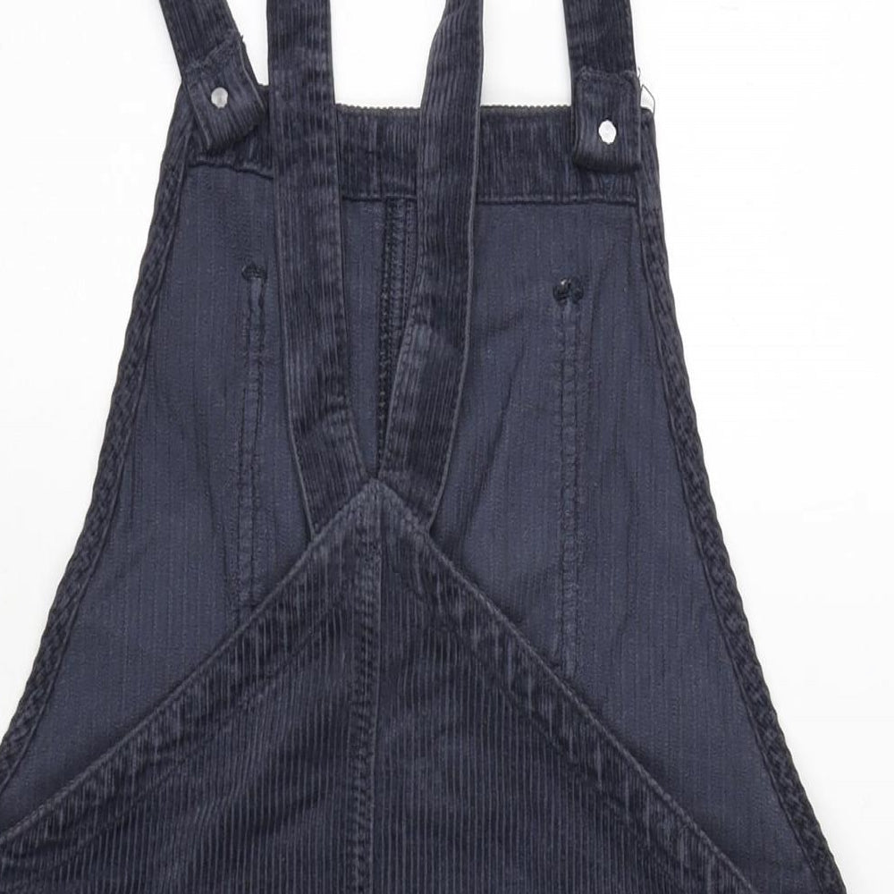 Topshop Womens Blue Cotton A-Line Size 8 Square Neck Snap