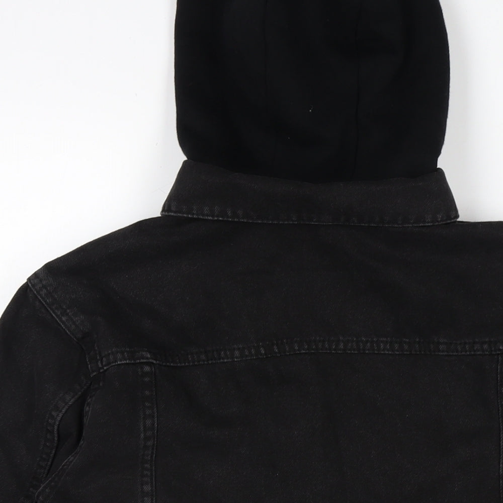 Zara Womens Black Biker Jacket Size 10 Button