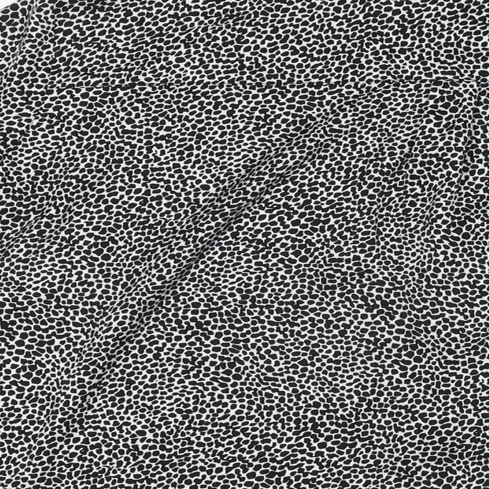 H&M Womens Black Animal Print Polyester Basic Button-Up Size L Collared