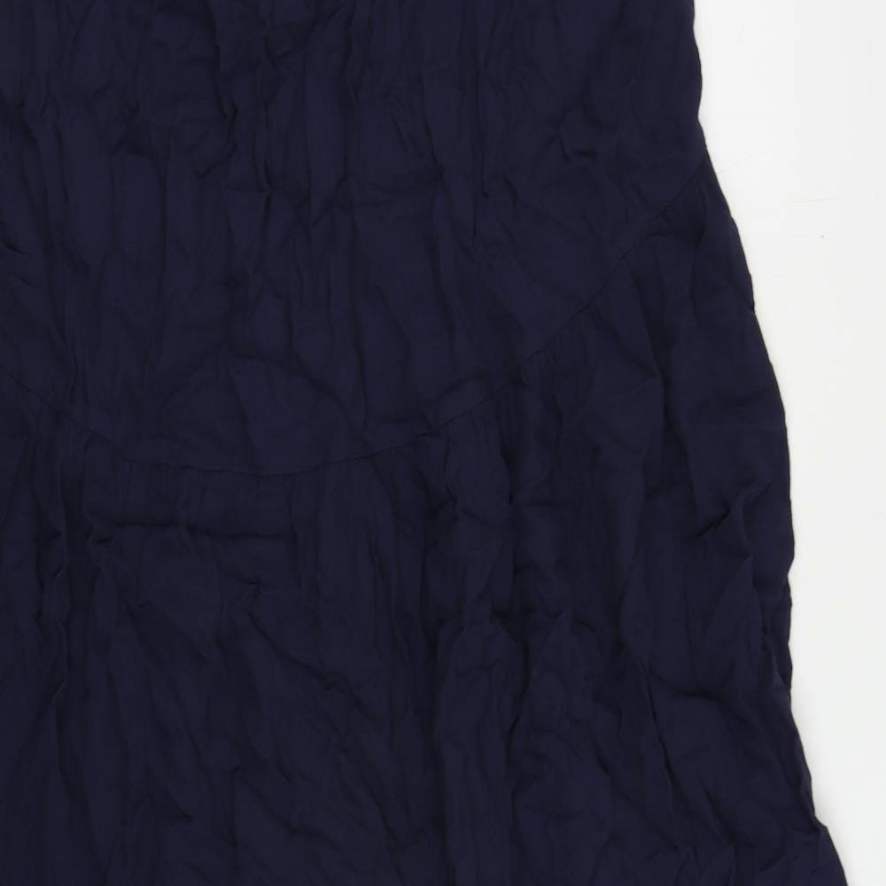 Marks & Spencer Womens Blue Viscose A-Line Skirt Size 12 - Side Slit