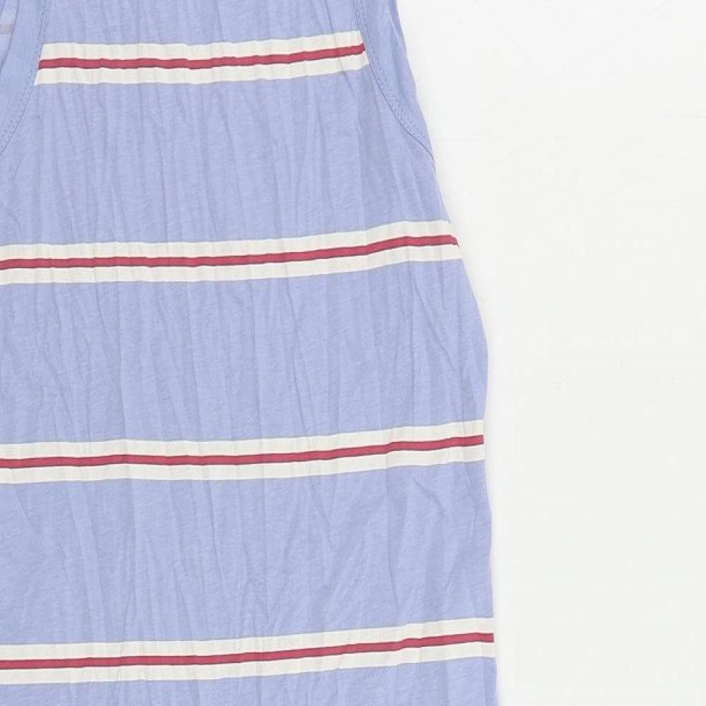 Marks & Spencer Womens Blue Striped Cotton Tank Dress Size S Crew Neck Pullover