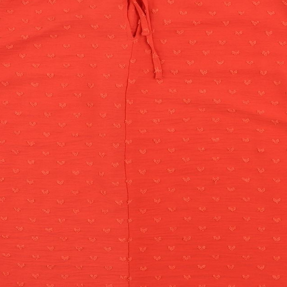 Marks & Spencer Womens Red Polyester Basic Blouse Size 10 Round Neck - Textured