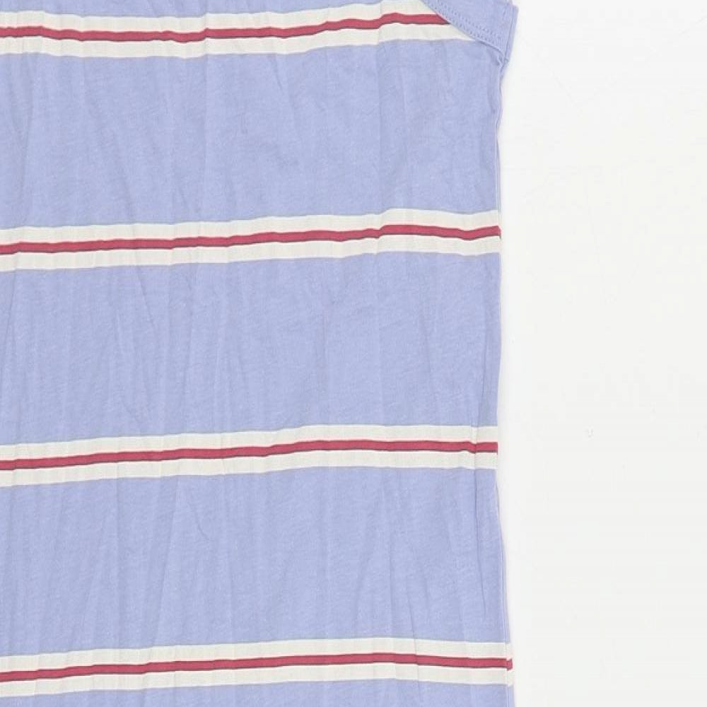 Marks & Spencer Womens Blue Striped Cotton Tank Dress Size S Crew Neck Pullover