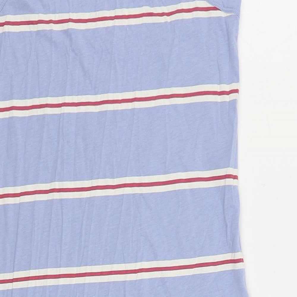 Marks and Spencer Womens Blue Striped Cotton Tank Dress Size M Crew Neck Pullover