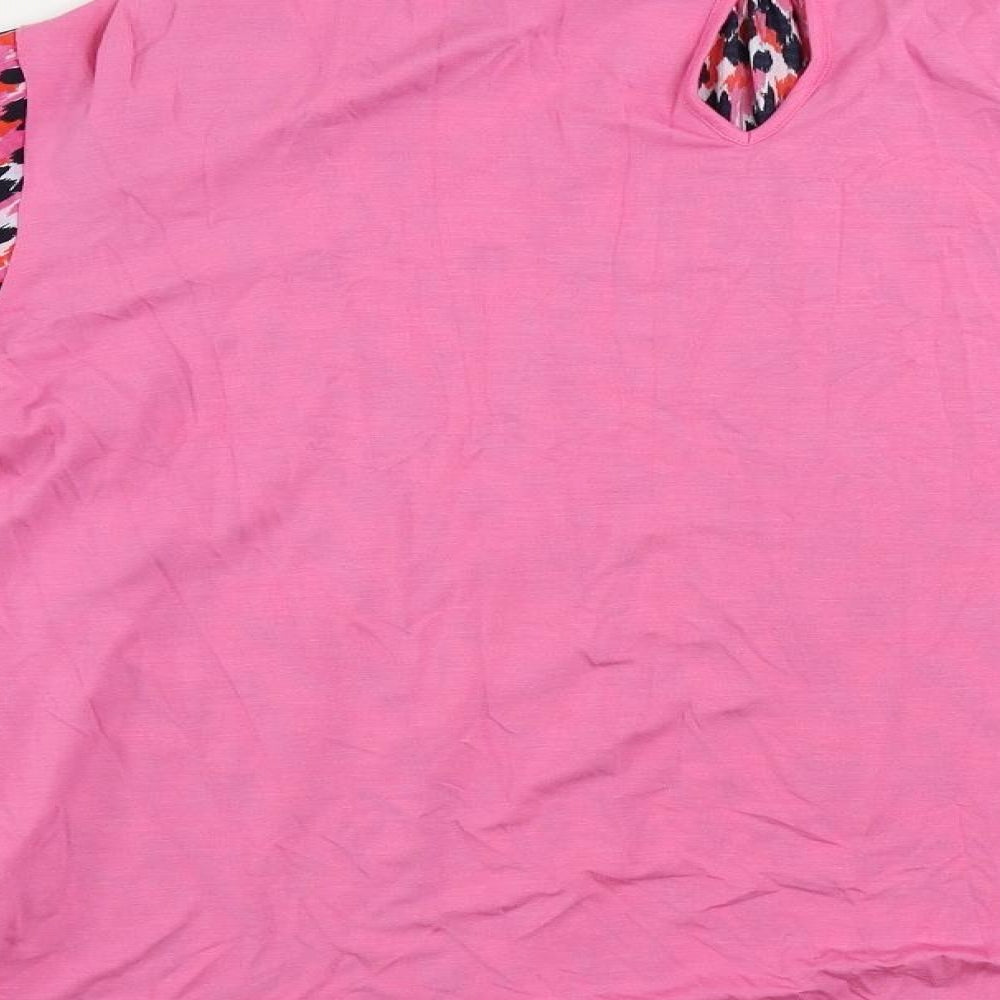 Marks & Spencer Womens Pink Animal Print Polyester Basic Blouse Size 8 Round Neck