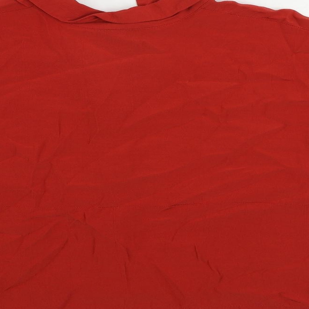 Topshop Womens Red Viscose Basic Button-Up Size 10 Collared