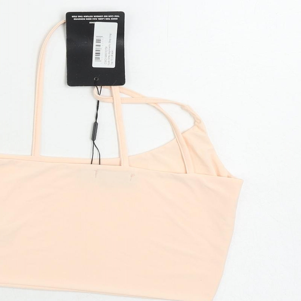 PRETTYLITTLETHING Womens Pink Polyester Cropped Tank Size 10 Square Neck